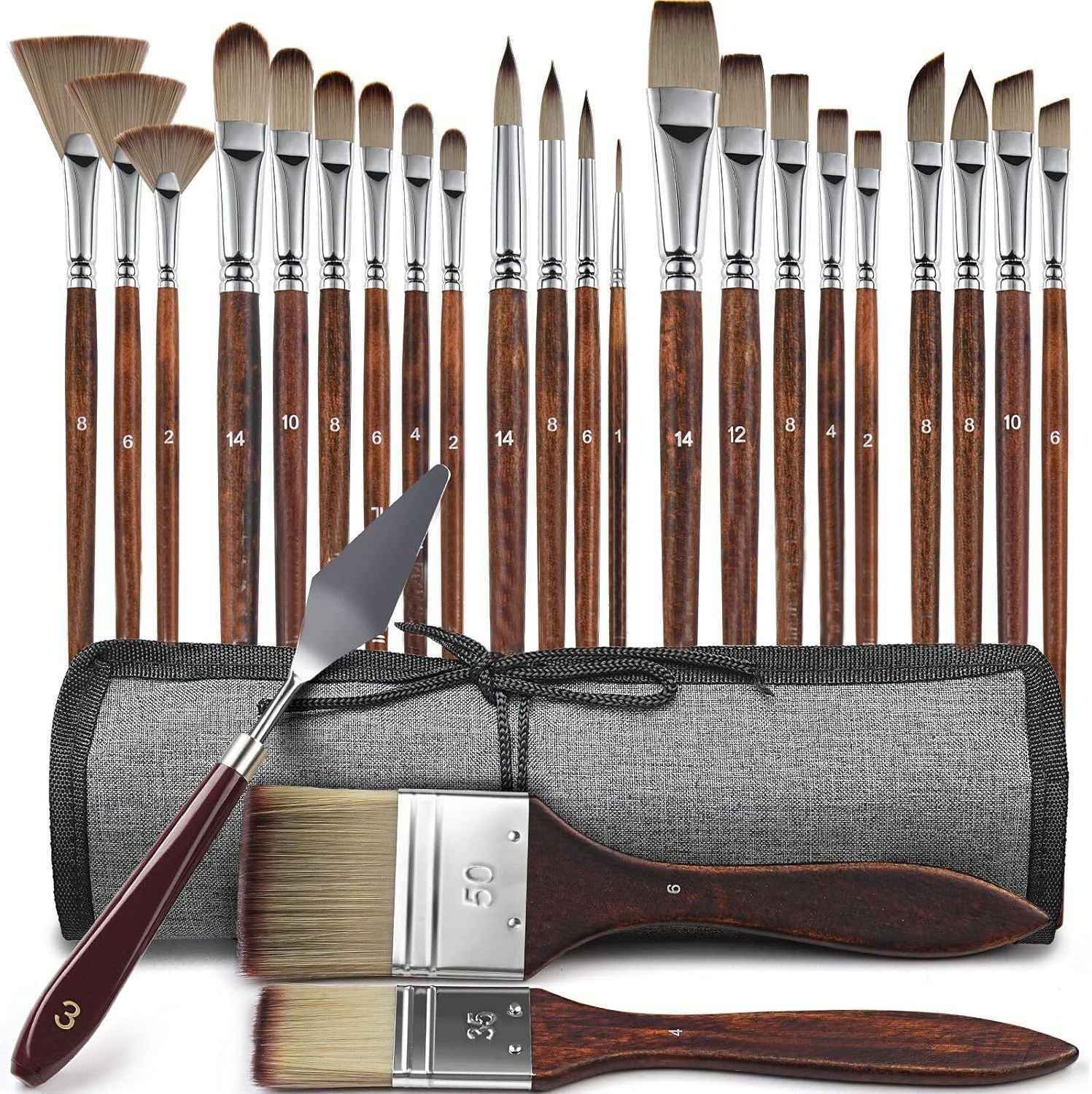 25pcs Professional Artist Acrylic Paint Brush Set