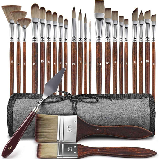 25pcs Professional Artist Acrylic Paint Brush Set