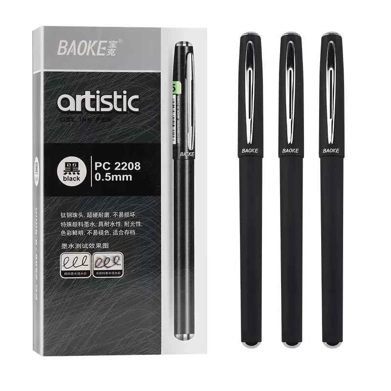 Baoke Artistic Gel Black Ink Pen PC2208 (Pack of 12)