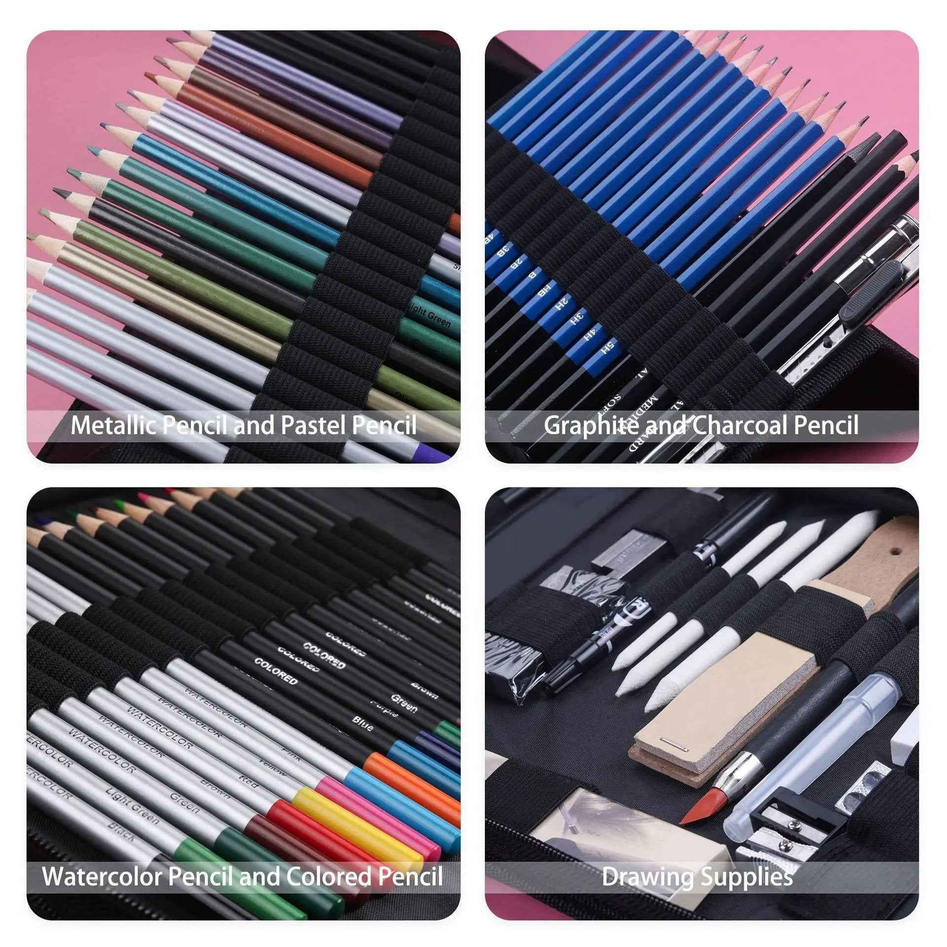KALOUR 83 Piece Art Drawing Supplies Colored Sketching Pencils Set - TTpen