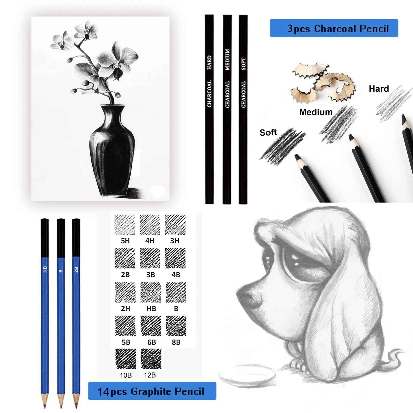 KALOUR 83 Piece Art Drawing Supplies Colored Sketching Pencils Set - TTpen