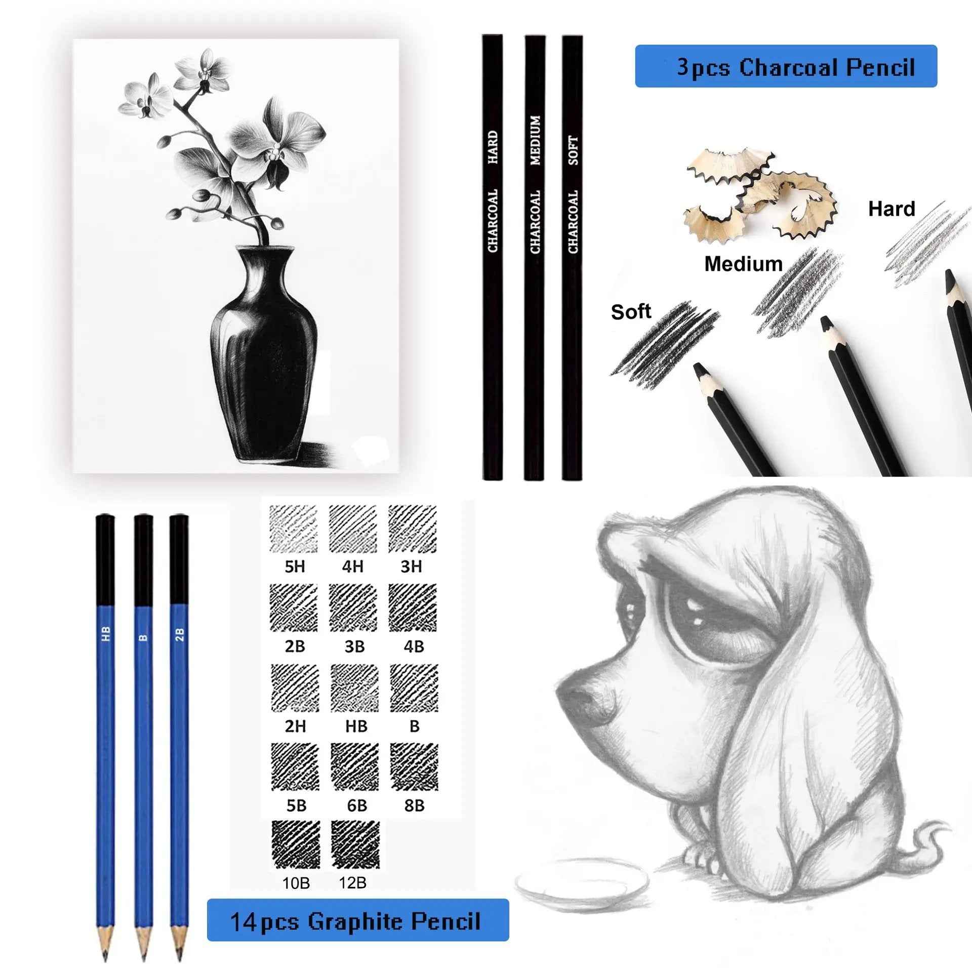 KALOUR 83 Piece Art Drawing Supplies Colored Sketching Pencils Set - TTpen