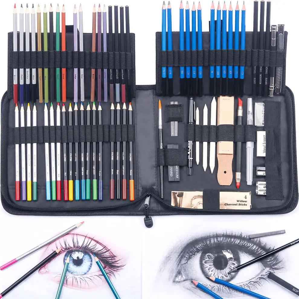 KALOUR 83 Piece Art Drawing Supplies Colored Sketching Pencils Set - TTpen