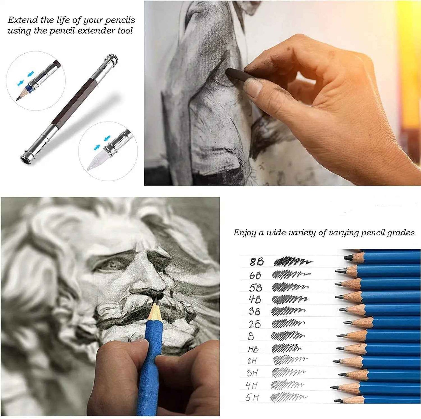 KALOUR 83 Piece Art Drawing Supplies Colored Sketching Pencils Set - TTpen