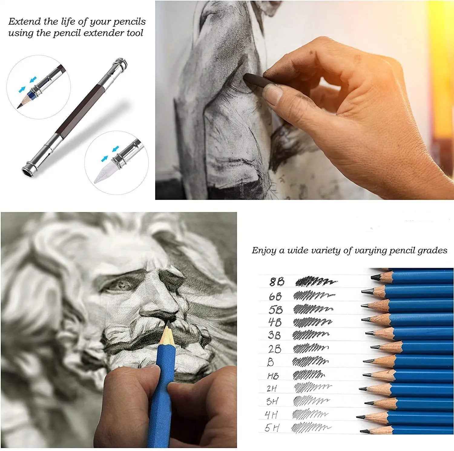 KALOUR 83 Piece Art Drawing Supplies Colored Sketching Pencils Set - TTpen