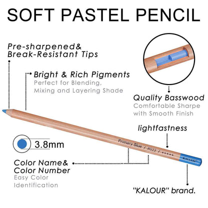 KALOUR 50 Soft Pastel Colored Art Drawing Pencils Set - TTpen