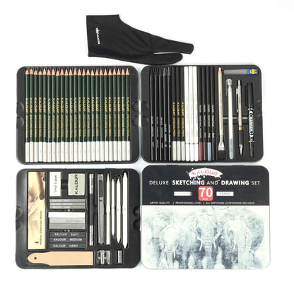 KALOUR 70 Pack Art Supplies Sketching Drawing Pencils Set Tin Box - TTpen