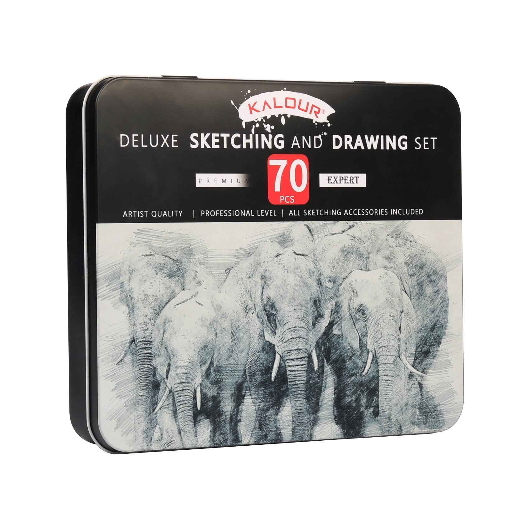 KALOUR 70 Pack Art Supplies Sketching Drawing Pencils Set Tin Box - TTpen
