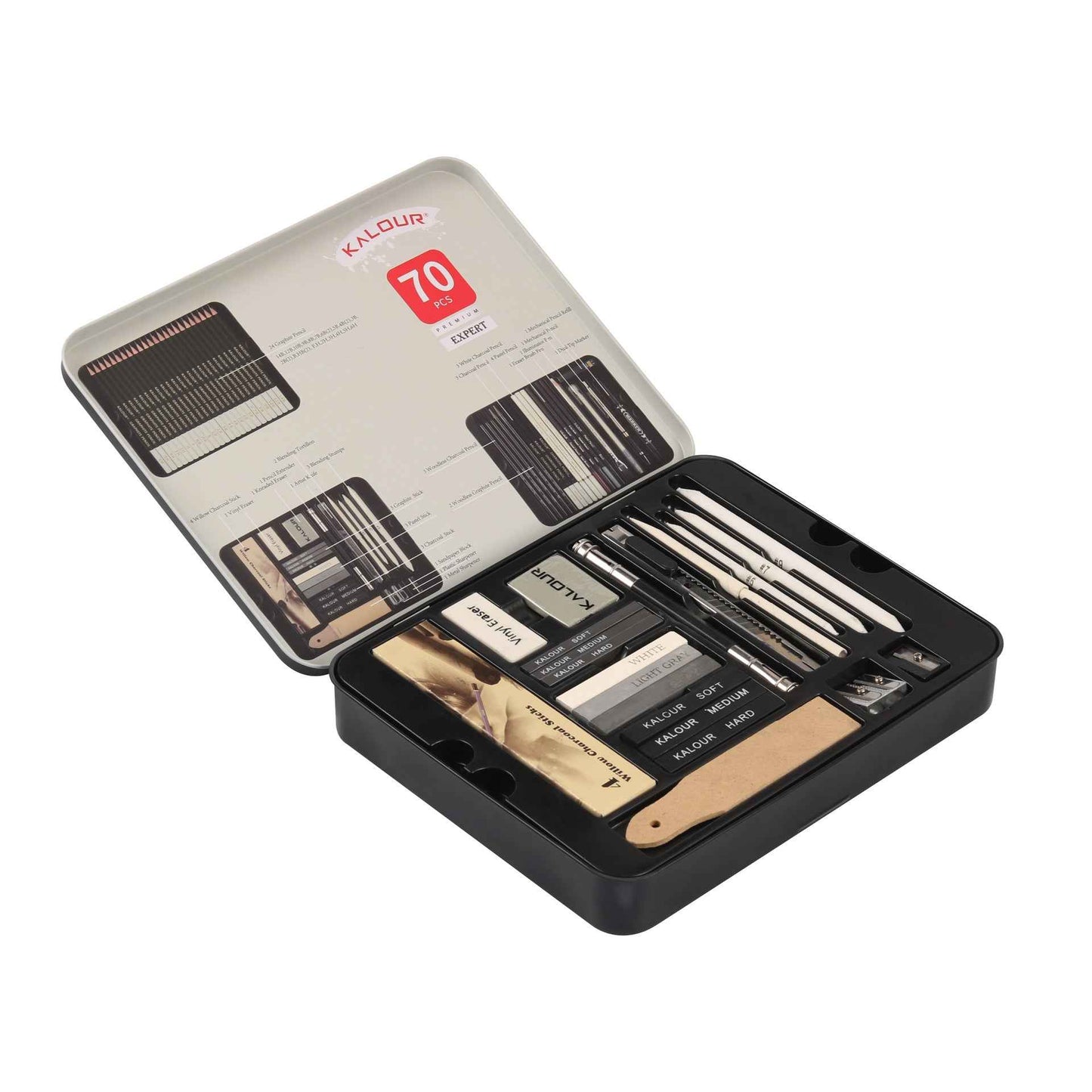 KALOUR 70 Pack Art Supplies Sketching Drawing Pencils Set Tin Box - TTpen