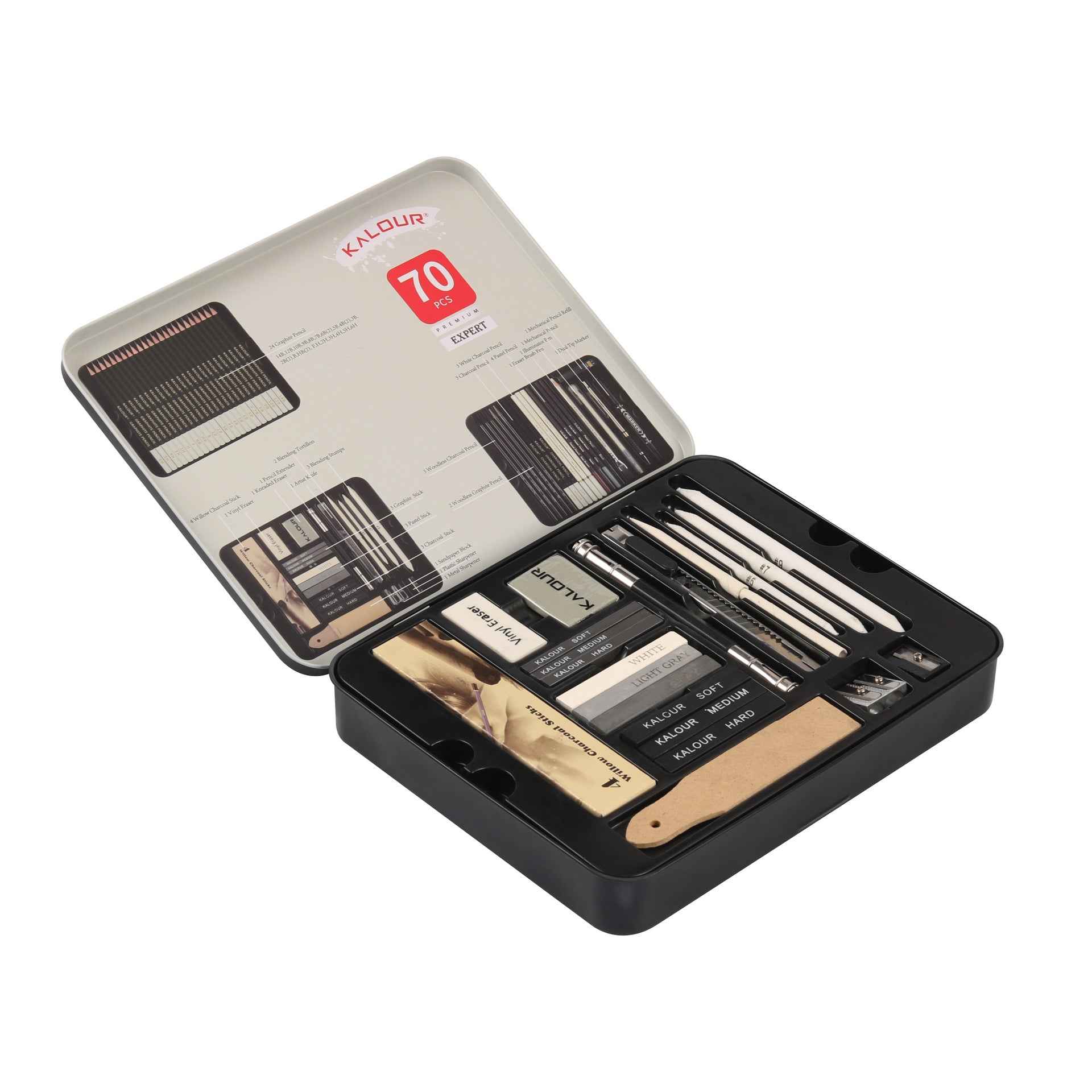 KALOUR 70 Pack Art Supplies Sketching Drawing Pencils Set Tin Box - TTpen