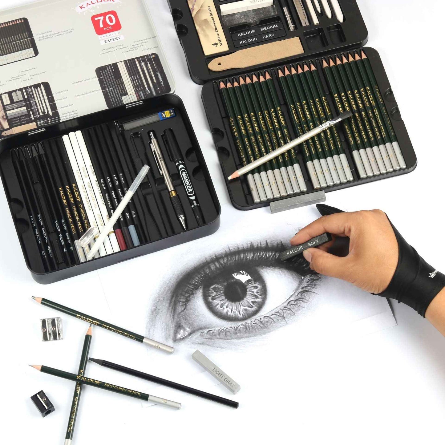 KALOUR 70 Pack Art Supplies Sketching Drawing Pencils Set Tin Box - TTpen