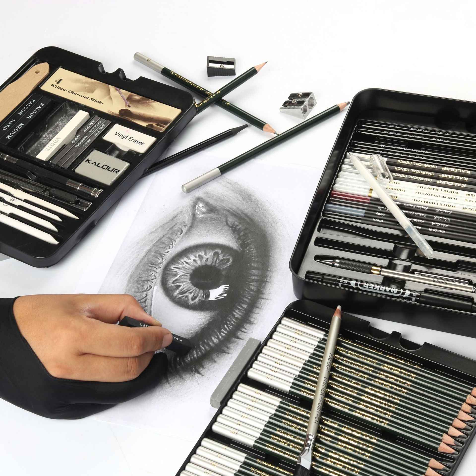 KALOUR 70 Pack Art Supplies Sketching Drawing Pencils Set Tin Box - TTpen