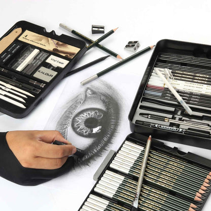 KALOUR 70 Pack Art Supplies Sketching Drawing Pencils Set Tin Box - TTpen