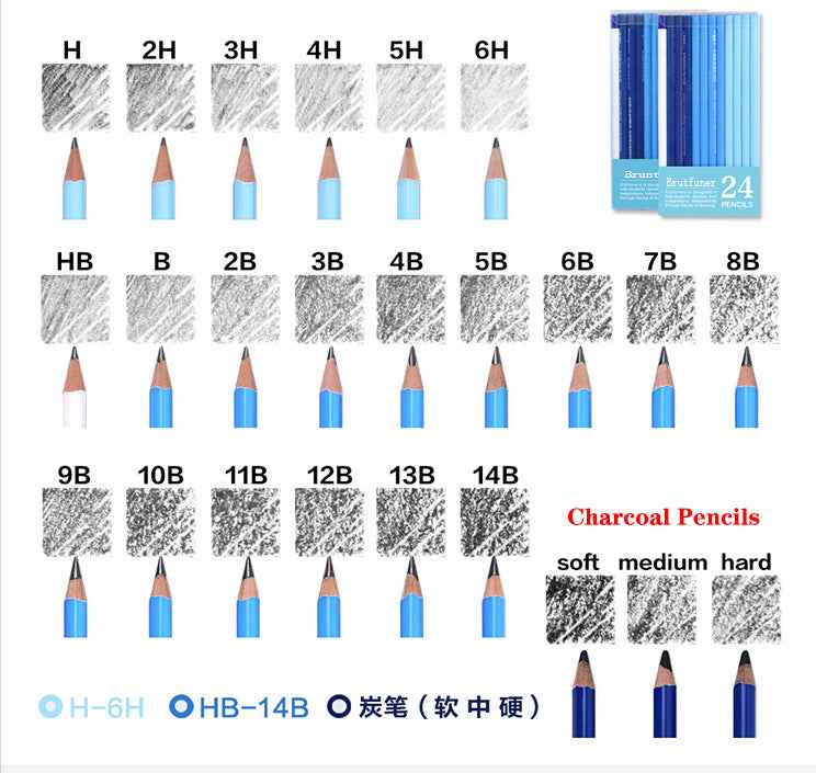 BRUTFUNER 24 Pieces Professional HB Sketching Pencil Set for Drawing Drafting - TTpen