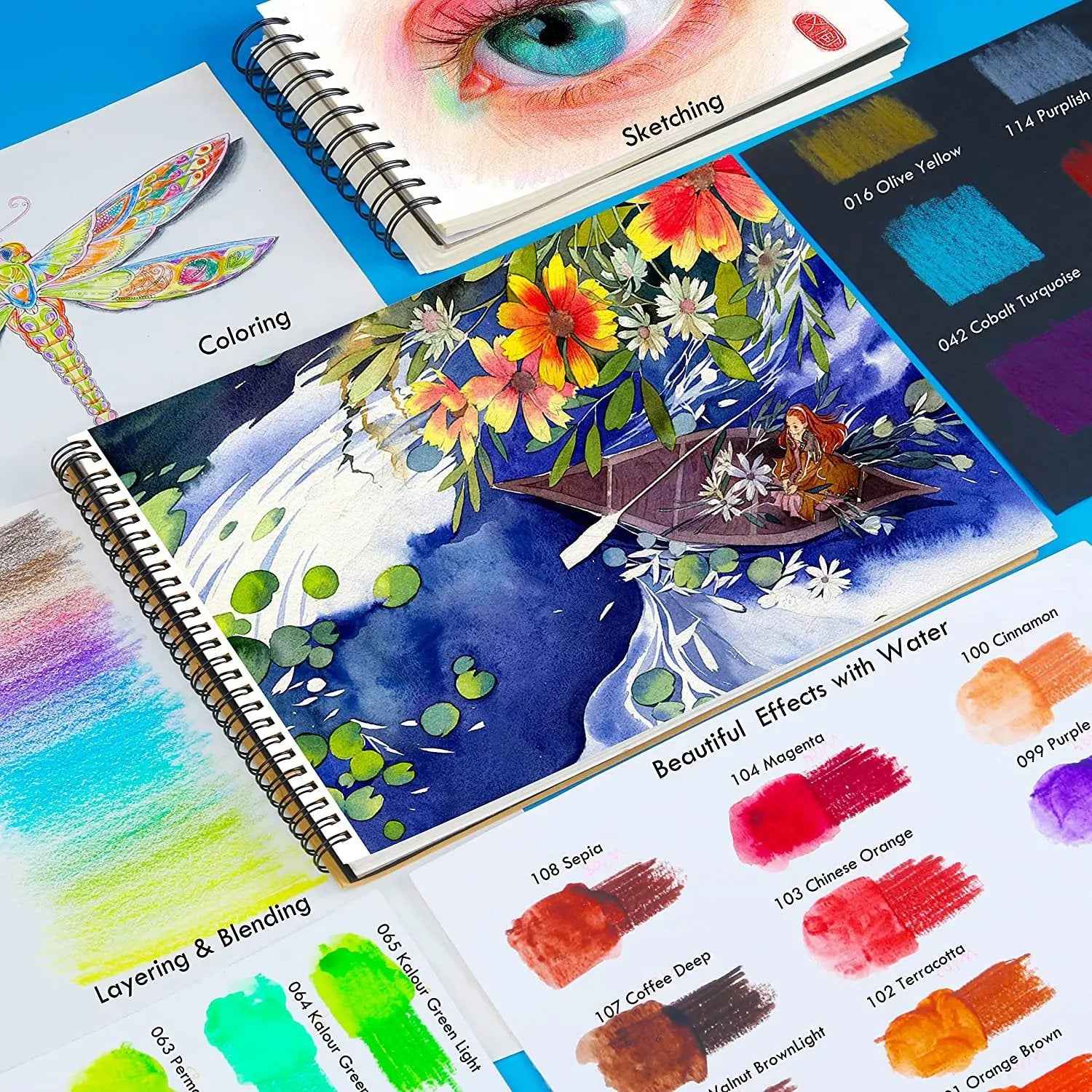 KALOUR 120 Premium Wet Dry Watercolor Pencils Set with 2 Brush - TTpen