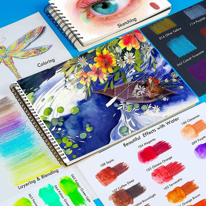 KALOUR 120 Premium Wet Dry Watercolor Pencils Set with 2 Brush - TTpen