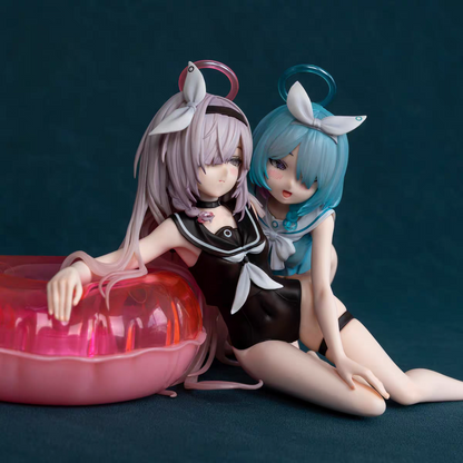 UP Studio Blue Archive Arona & Plana Swimsuit Ver. Anime Figure Set – Pink Swim Ring Beach Scene Collectible Statue Desk Display