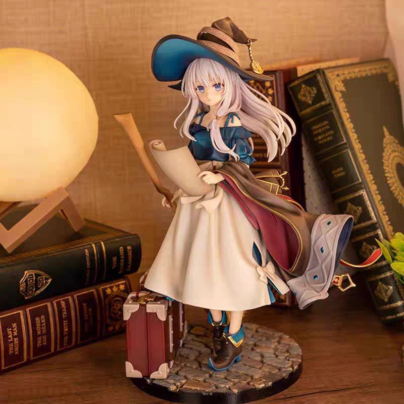 MR Studio Wandering Witch Elaina Early Summer Sky Ver. 1/7 Scale Anime Figure – Silver Hair Witch Hat Travel Suitcase Collectible Statue