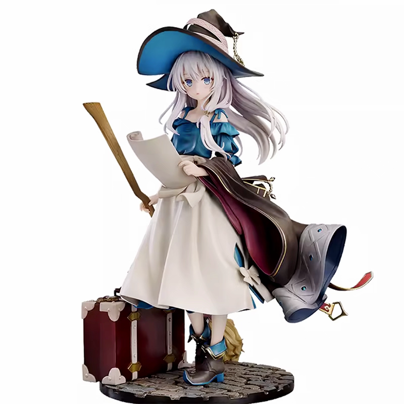 MR Studio Wandering Witch Elaina Early Summer Sky Ver. 1/7 Scale Anime Figure – Silver Hair Witch Hat Travel Suitcase Collectible Statue