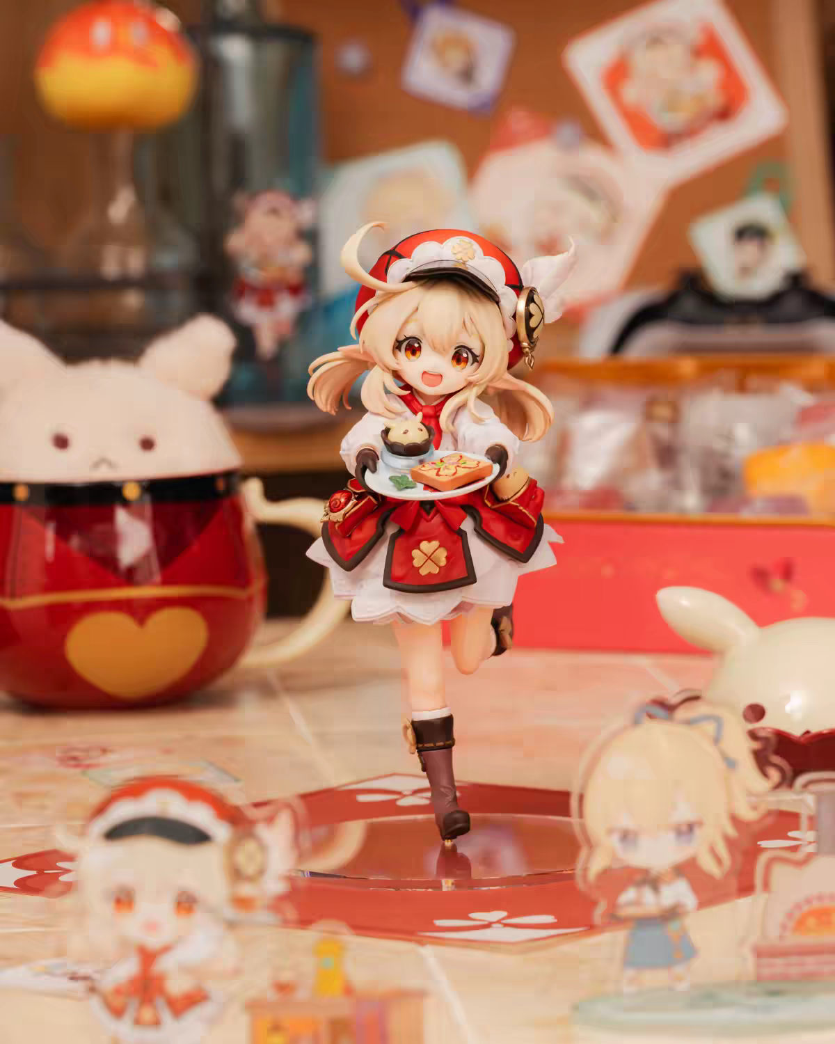 MOYU Original Loli Cafe Waitress 1/7 Scale Anime Figure – Red Uniform Cake Tray Running Pose Cute Collectible Statue
